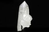Large, Natural Quartz Crystal Point With Metal Stand - Brazil #206910-1